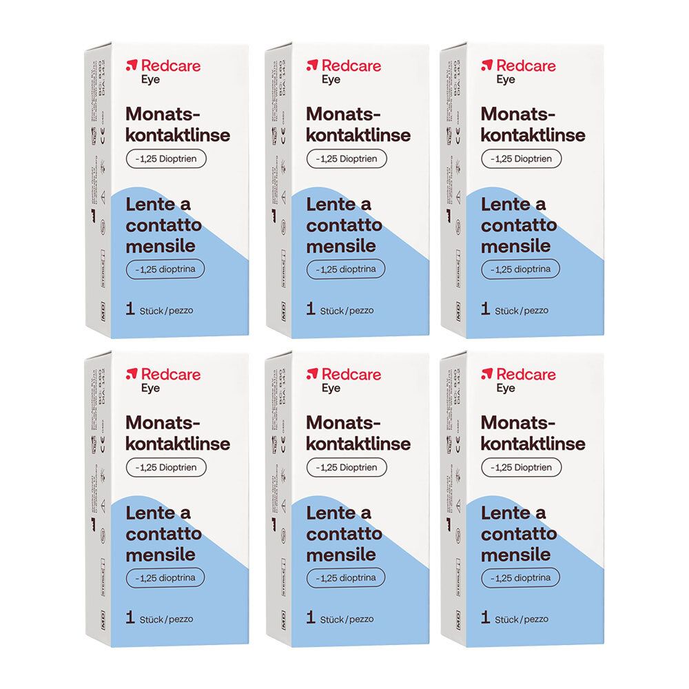 Redcare Monatslinse -1,25dpt 6 Stück Kontaktlinsen