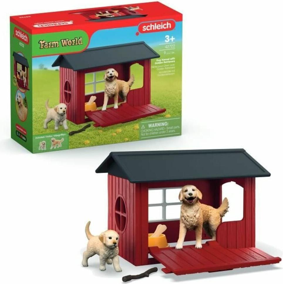 Schleich Farm World Kennel Set met Golden Retriever