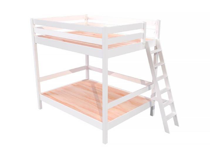 Lit double superposé Sylvia 160x200 avec échelle 160x200 Blanc