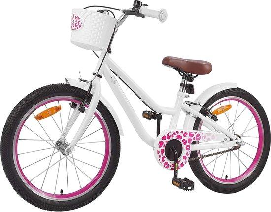 Kinderfahrrad mit Stützrädern - Mädchen- und Jungenfahrrad - Fördert das Gleichgewicht und die Entwicklung - Verstellbarer Sattel und Lenker - 20 Zoll - Weiß