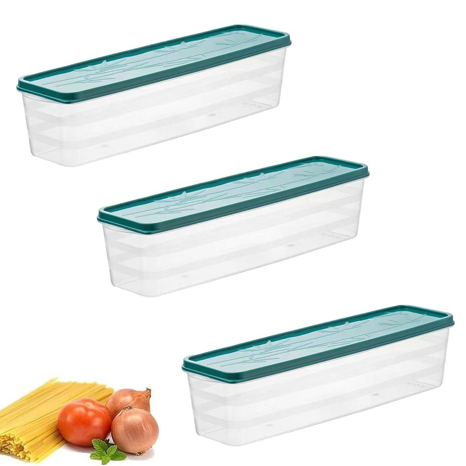 Merkloze set van 3 plastic spaghetti opbergcontainers
