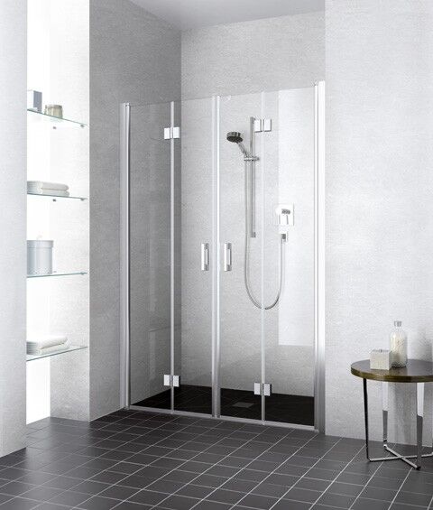 Kermi Pendel-Falttür Liga 2T4 1450x2000, silber mattglanz, ESG klar mit KermiClean LI2T4145201PK