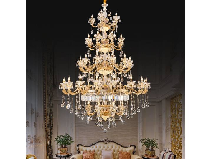 Lustre Rétro Français en Cristal K9 pour Salon, Hall d'Entrée, Lampe Suspendue en Laiton Européen pour Salle de Banquet, Décoration d'Intérieur