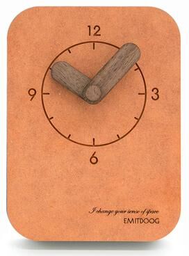 Everyday Crate Walnut Silent Desk Clock Wooden Table & Wall Clock For Bedroom, Office & Study orange