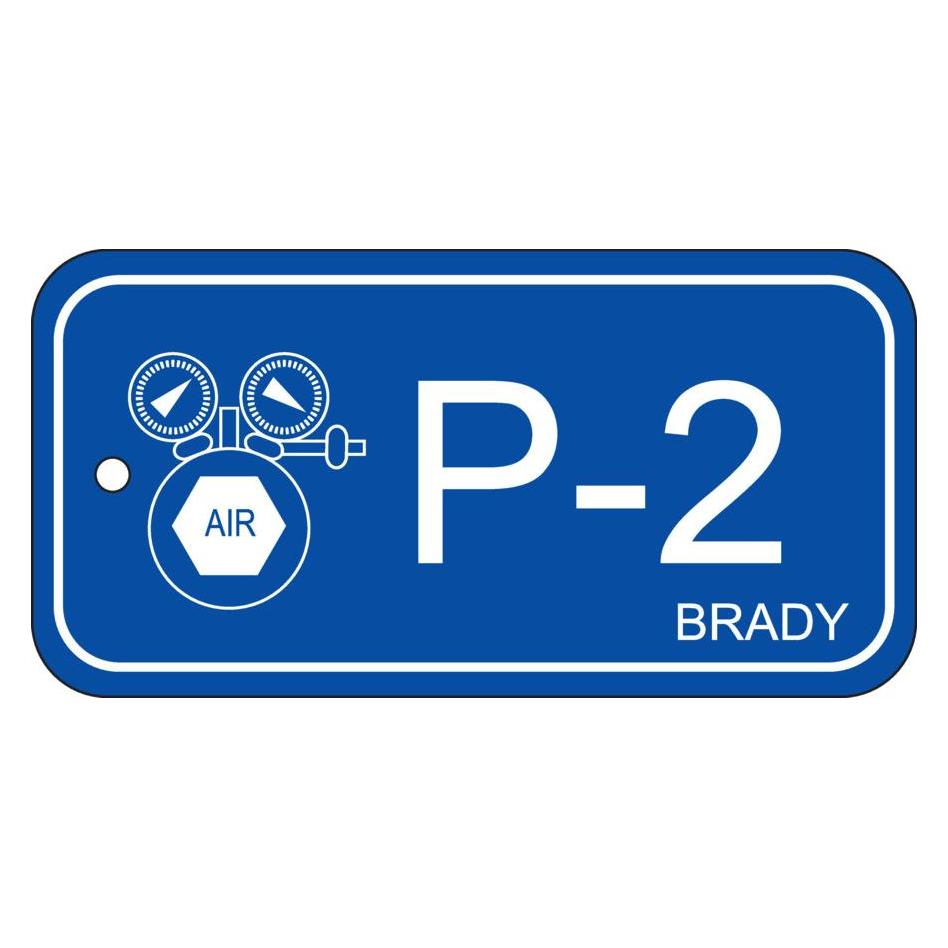 Brady B-7527, Polypropylen Schild, Energy Source Tag - Pneumatic, 75 x 38mm, Weiss auf Blau, Beschr (ENERGY TAG-P-2-75X38MM-PP/25)