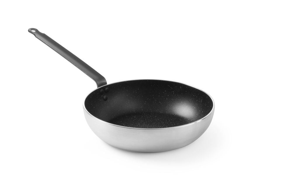 HENDI Wokpan van aluminium met marmer antiaanbaklaag, Diameter: 28 cm, Hoogte: 7,5 cm