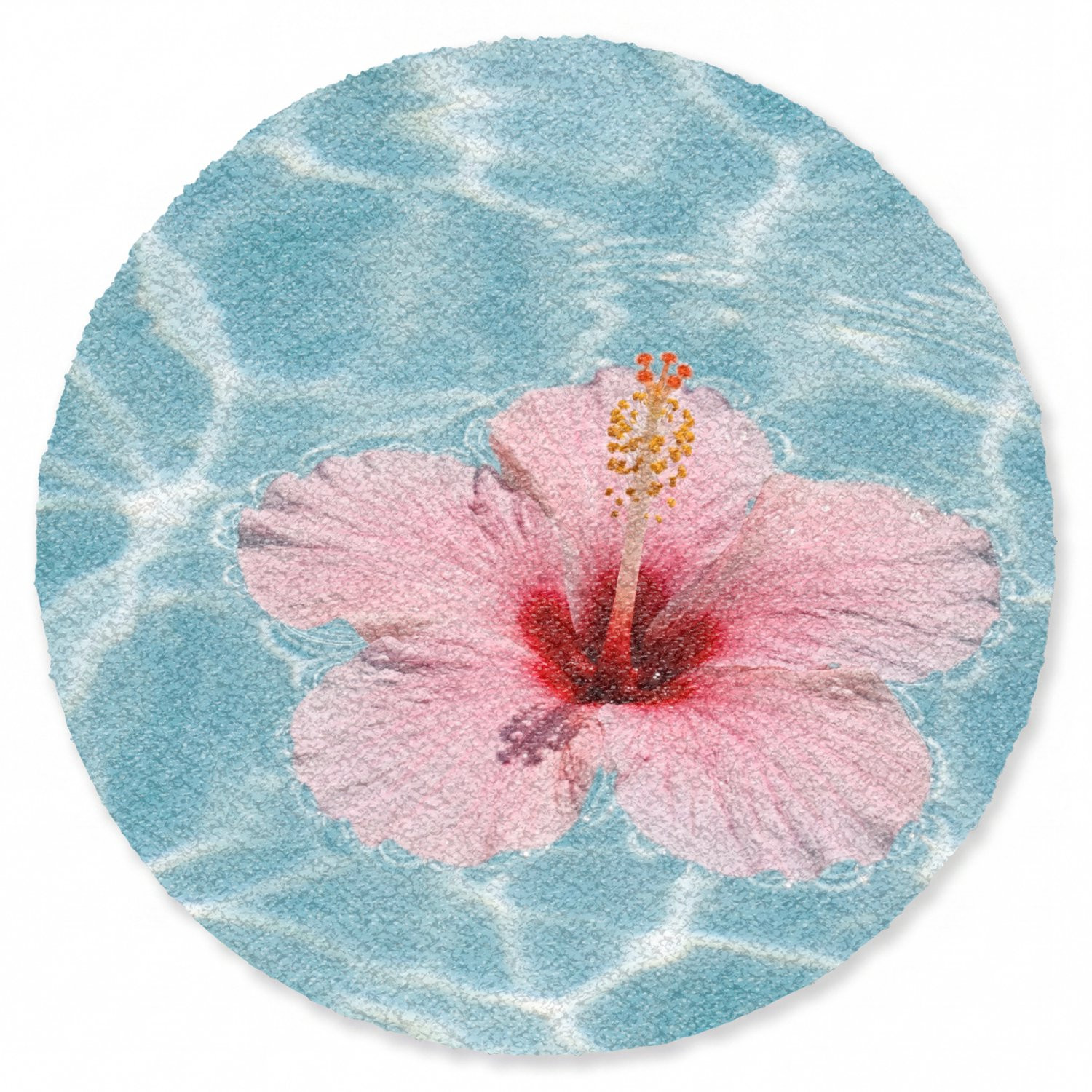MuchoWow Ronde Deurmat Hibiscus - Roze - Diameter: 90 cm
