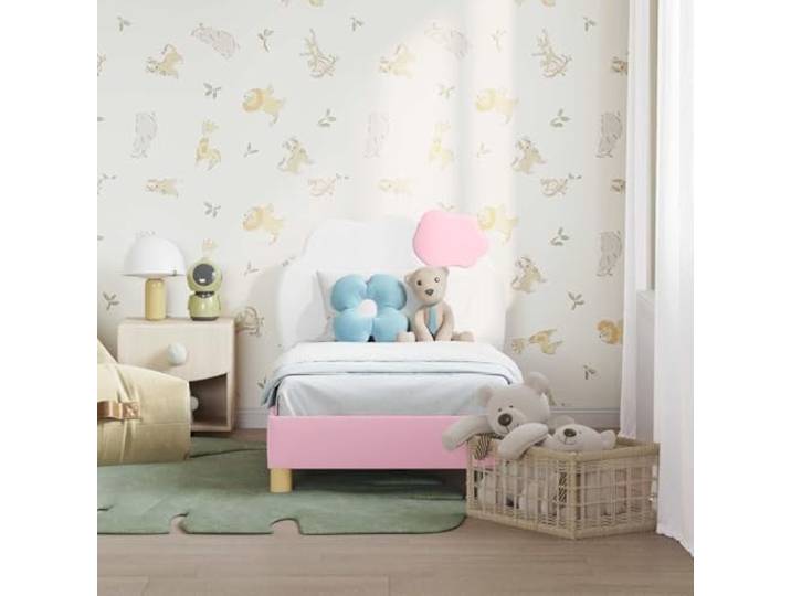KTHLBRH Bettgestell, Rosa, 70 x 140 cm, mit Kopfteil Lattenrost inklusive, technisches Holz, niedriges Design, einfache Montage, max. 140 kg