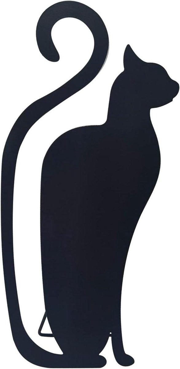 Metalen kat figuur - Zittende decoratie - Mat zwart - Hoogte: 40 cm