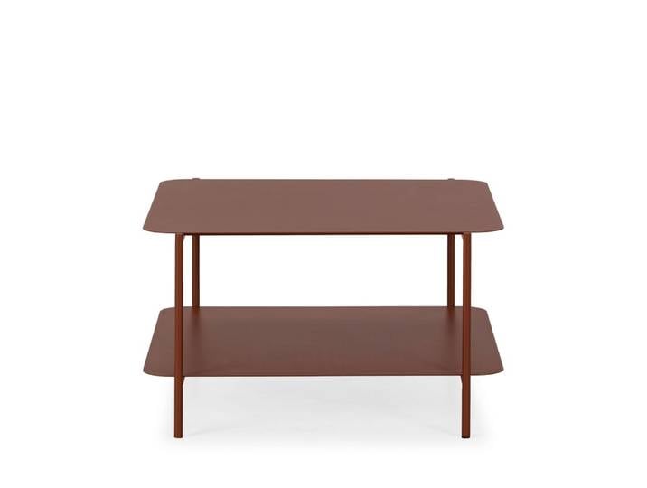 Table basse en métal à double plateau - marron glacé