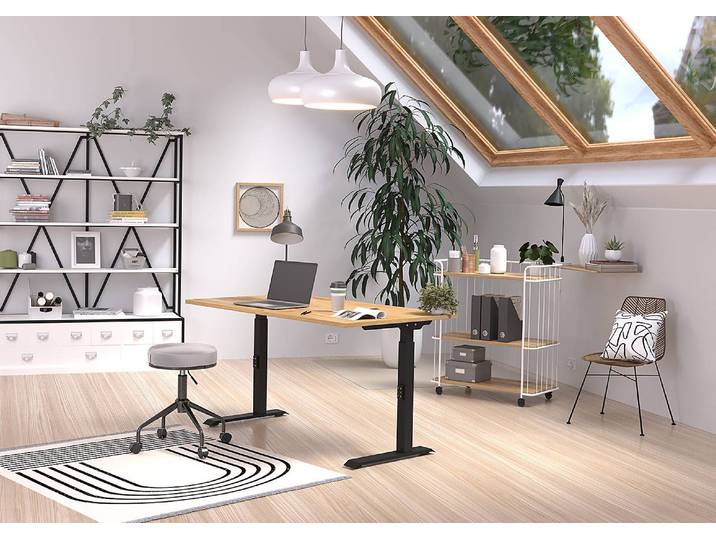 Höhenverstellbarer Schreibtisch Downey 120cm Braun/Eiche Dekor/Schwarz