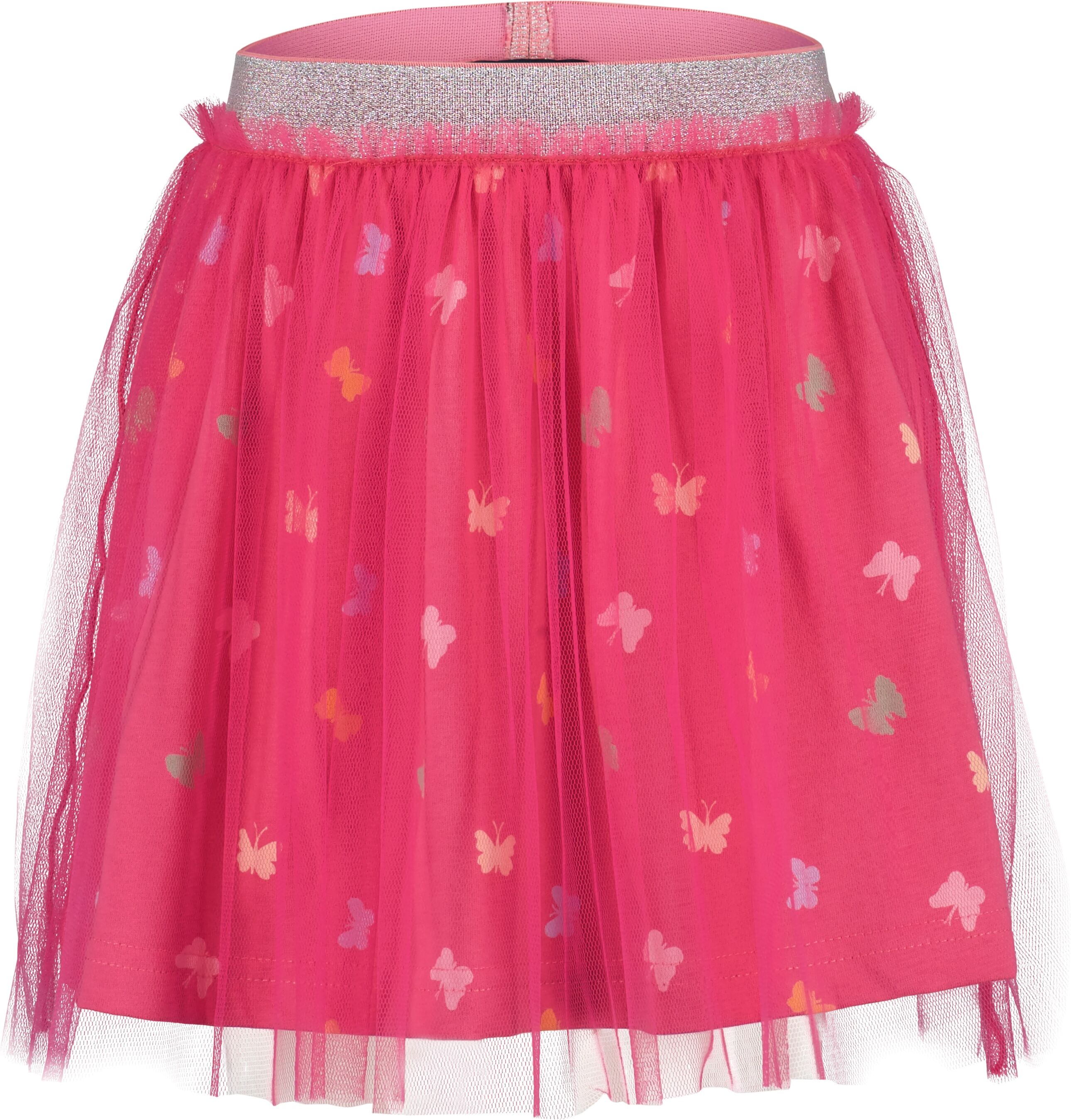 Tüllrock BLUE SEVEN, Mädchen, Gr. 110, pink, Jersey, Obermaterial: 100% Baumwolle, bedruckt, Basic knieumspielend, Röcke Tüllrock, in Midi-Länge pink 110