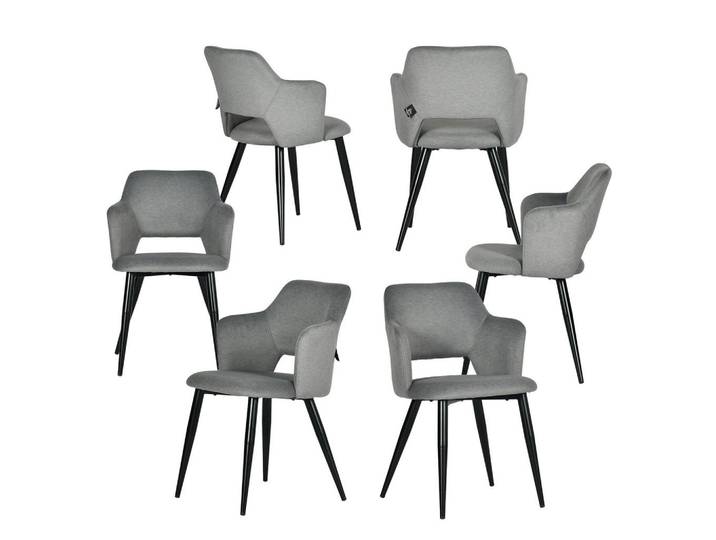 Meubles Cosy Esszimmerstuhl 6er Set Haustierfreundlich in Grau, Metall, 63x78.5x55 cm, Esszimmer, Stühle