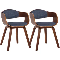 CLP 2er Set Stühle Kingston Stoff   Farbe: walnuss/blau, Gestell Farbe: walnuss