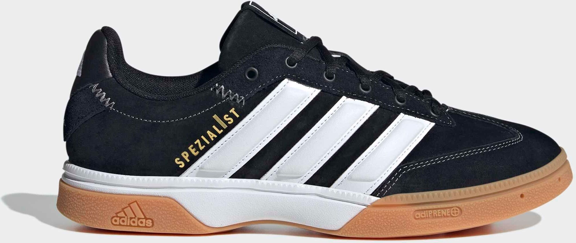 Hallenschuh ADIDAS PERFORMANCE "SPEZIALIST INDOOR", Herren, Gr. 46,5, schwarz-weiss (core schwarz, ftwr weiß, grau three), Leder, Textil, Schuhe Hallenschuh, Handballschuh core schwarz, ftwr weiß, grau three 46,5