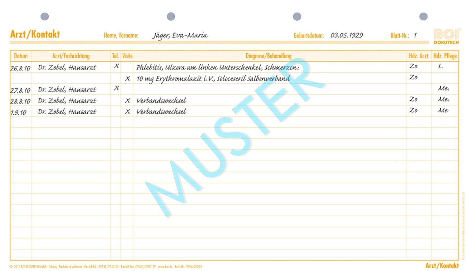 BOI Formular Arzt/Kontakt 9206-00305