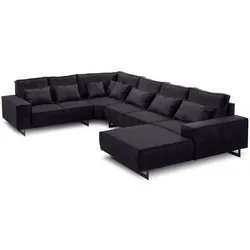filippo Wohnlandschaft Antwerp Mikrofaser Schwarz 373 cm