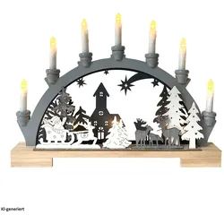 HTI-Living, Weihnachtsbeleuchtung, Leuchtbogen Weihnachtsschlitten Grau