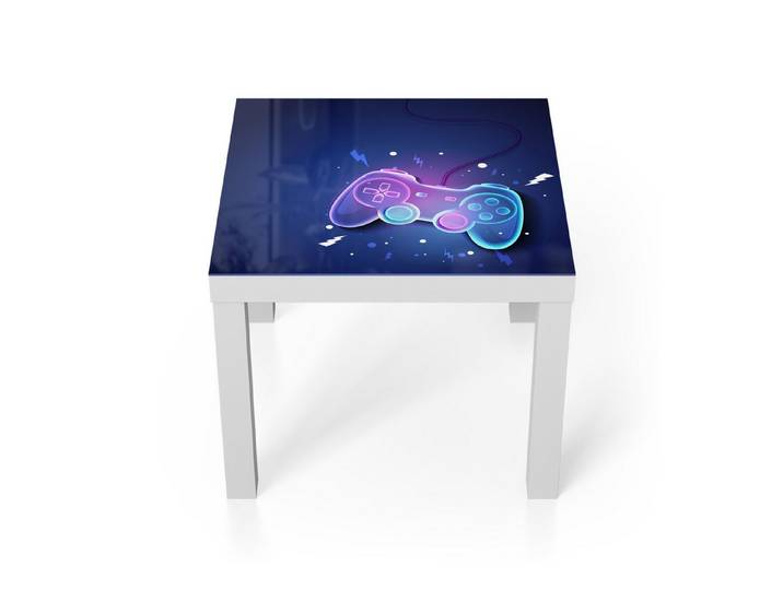 DEQORI Couchtisch 'Neon-Gaming-Dynamik', Glas Beistelltisch Glastisch modern