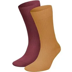 DILLY SOCKS 2er-Pack Socken Premium Ribbed Collection, Größe 36-40 in Rot Rot