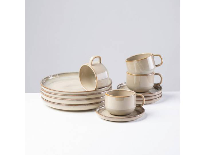 Gipfelstück Kaffeeservice Nebelwald, Beige, Keramik, 12-teilig, 220 ml,220 ml, lebensmittelecht, Essen & Trinken, Geschirr, Geschirr-Sets, Kaffeeservice
