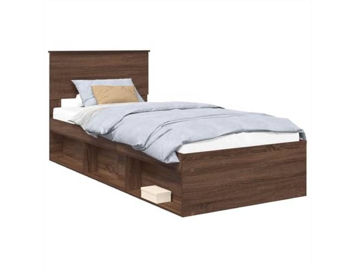 PUGYNBK Bettgestell aus Holz mit Kopfteil Eiche Braun, 75 x 190 cm Fester Lattenrost, starre Lamellen, moderner Stil, einfache Reinigung, langlebig