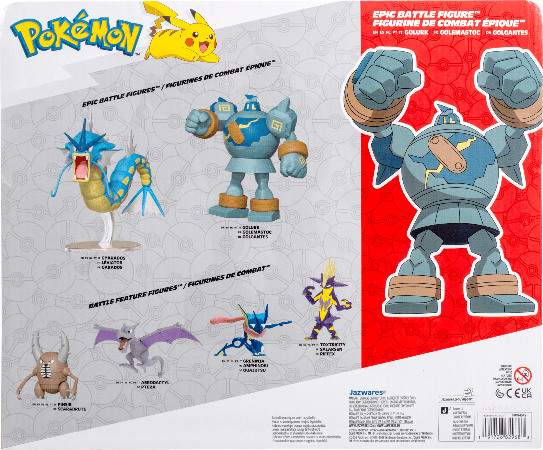 Pokémon Golurk 12-Inch Epic Battle Figure by Jazwares - 30 cm Tall - Teal-Blue