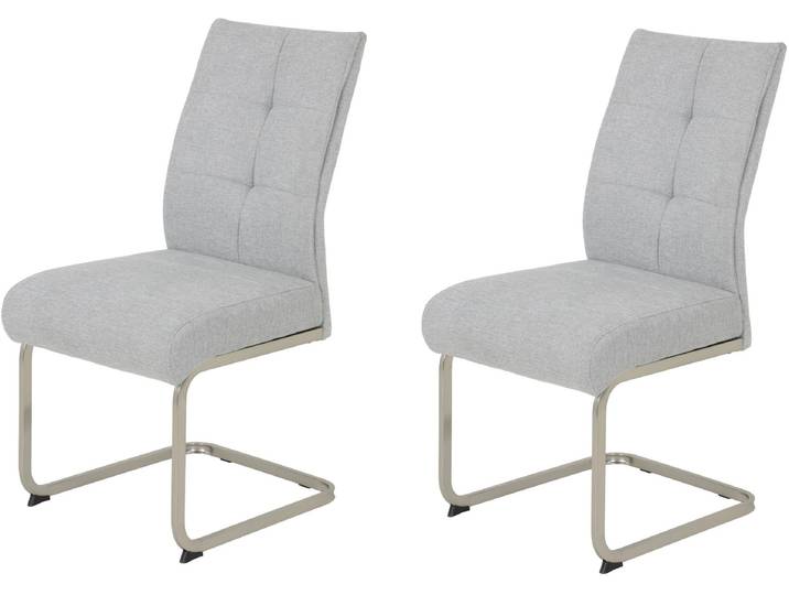 Freischwinger HELA Ines , grau (edelstahloptik, grau), B:50cm T:66cm, Metall, Stoff, Stühle, Freischwinger, bequeme Sitzbreite und Federkern Polsterung