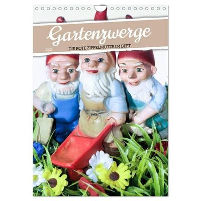 Gartenzwerge: Die rote Zipfelmütze im Beet (Wandkalender 2026 DIN A4 hoch), CALVENDO Monatskalender