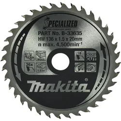 makita SPECIALIZED Kreissägeblatt 136mm, 36 Zähne B-33635