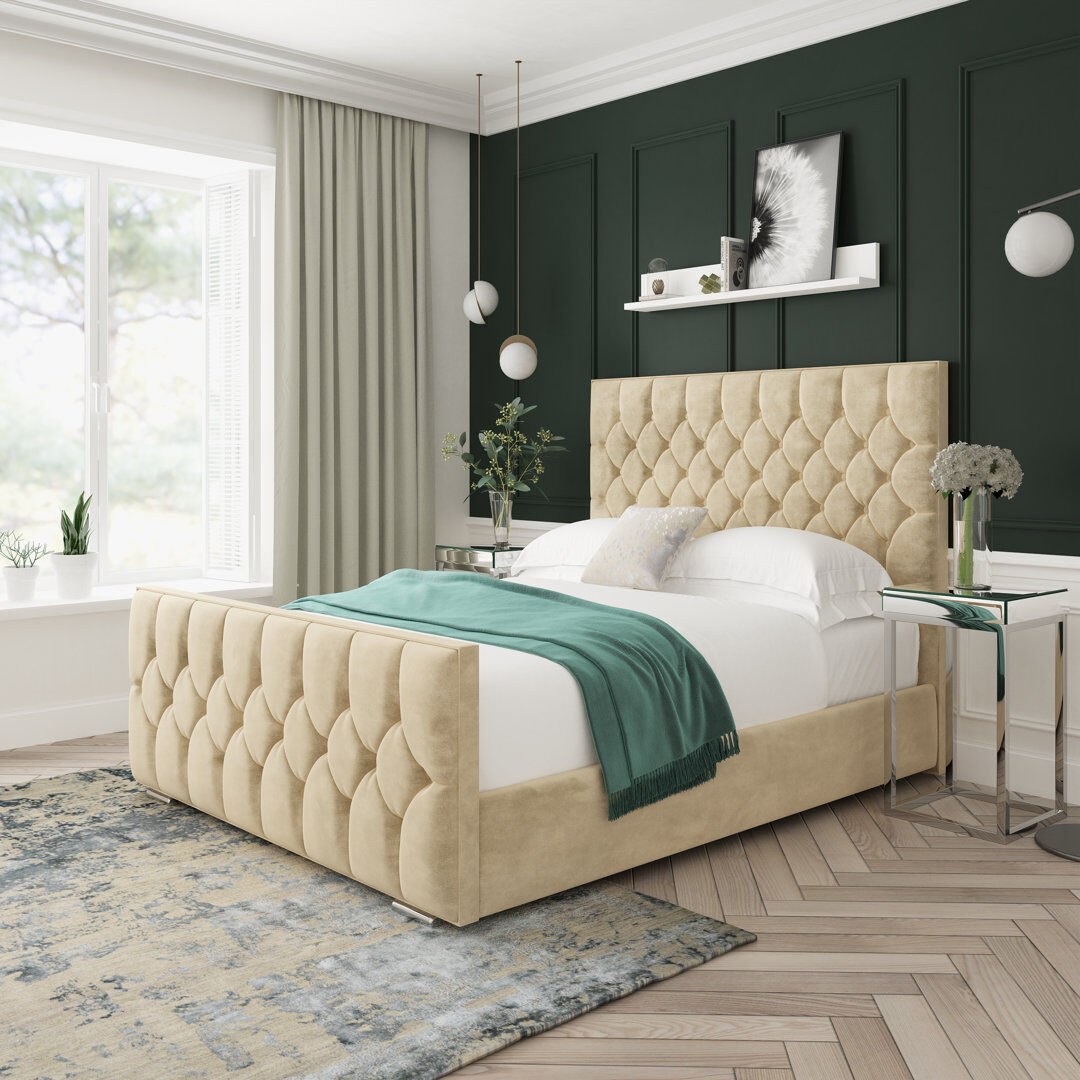 Lark Manor Upholstered Platform Bed Cream Double (4'6)