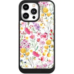 Nivocase Hülle für Apple iPhone 14 Pro Max Handyhülle NIVOcore Case Schwarz Blumen Frühling Muster (Apple iPhone 14 Pro Max), Smartphone Hülle, Schwarz