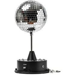 SATISFIRE LED Spiegelkugel Discokugel 13cm mit Standfuß bunte LED Batterie u. USB Betrieb