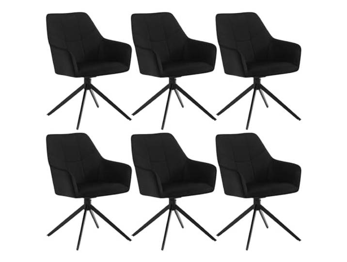 WOLTU Esszimmerstuhl drehbar 6er Set, Stuhl Esszimmer Esstisch, Küchenstuhl Drehstuhl Polsterstuhl mit Armlehnen, gepolsterter Armlehnstuhl, aus Samt, Metallbeine, Schwarz