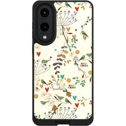Nivocase Handyhülle für Samsung Galaxy S25 Edge Hülle NIVOpure Case Schwarz Blumen Retro Vogel (Samsung Galaxy S25 Edge), Smartphone Hülle, Schwarz