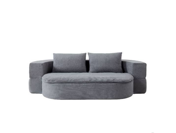 SENVIRO canape convertible 2 places 130 x 200 cm tissu flanelle gris clair mousse a memoire de forme 2 coussins