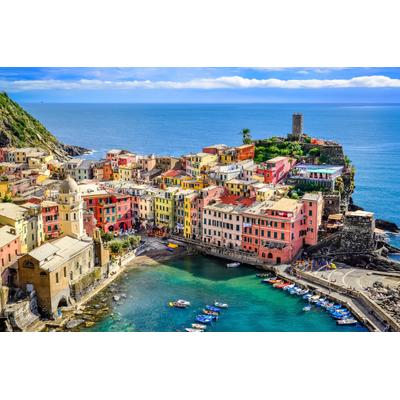 Fototapete PAPERMOON "Colorful Village Vernazza, Cinque Terre", bunt, B:5m L:2,8m, Vlies, Tapeten