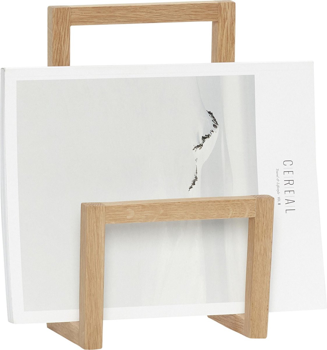 HÜBSCH INTERIOR FSC eiken magazinehouder voor tafel of wand, B: 17 cm, D: 10 cm, H: 27 cm