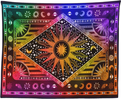 Inspire Curations Indian Tarot Mandala Tapestry Bohemian Hippie Wall Hanging Decor q4 95x73cm