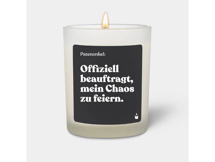 Duftkerze Weiss Woody Patenonkel: Offiziell beauftragt, mein Chaos zu feiern.