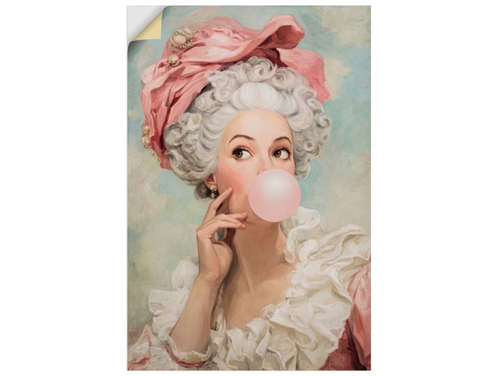 Wandbild ARTLAND Kaugummi Rebellin Madame Pompadour , rosa (farbe bild(er): blau), B:60cm H:90cm, Bilder, Wandbild, als Alubild, Leinwandbild, Poster, Wandaufkleber in verschied. Grössen