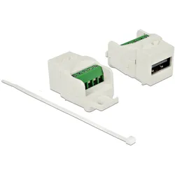 DELOCK Keystone Modul USB 2.0 A Buchse zu Terminalblock weiß
