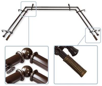 "InStyleDesign Yarn 13/16"" Double Bay Window Curtain Rod"