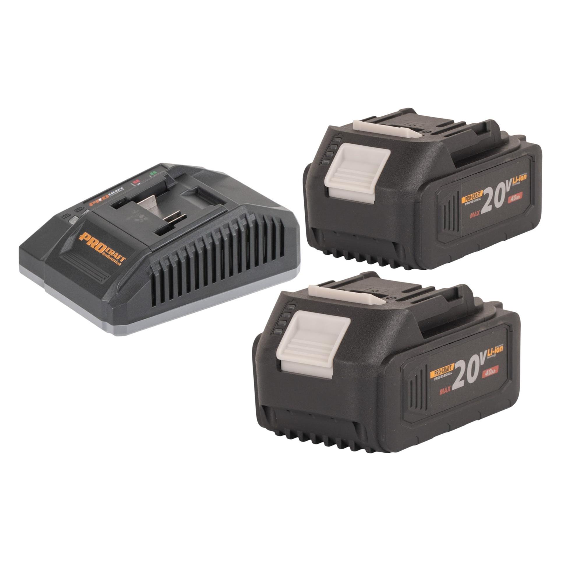 Procraft Starter Pack C20/6.5 Schnell Ladegerät 20 V 6,5 A + 2x 20/4 Akku 4,0 Ah (20 V) (C20/6.5)