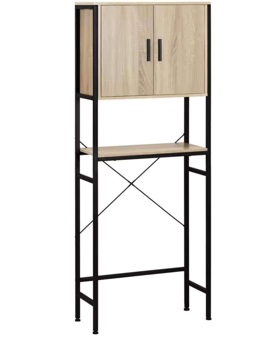 J&R Industriele Wasmachine en Toilet Ombouw Kast met Verstelbare Plank - Bruin en Zwart