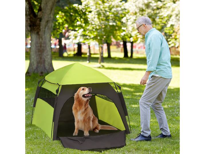 PawHut Tente Chien Extérieur 110x110x85cm avec Sac Vert Noir