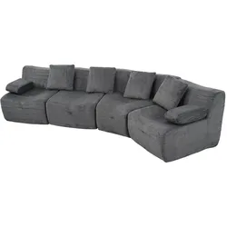 Merax 4-Sitzer modulares Sofa 311 x 90 x 65 cm, montagefreies Kompressionssofa aus Cordstoff, frei kombinierbare Sitzmodule, Grau