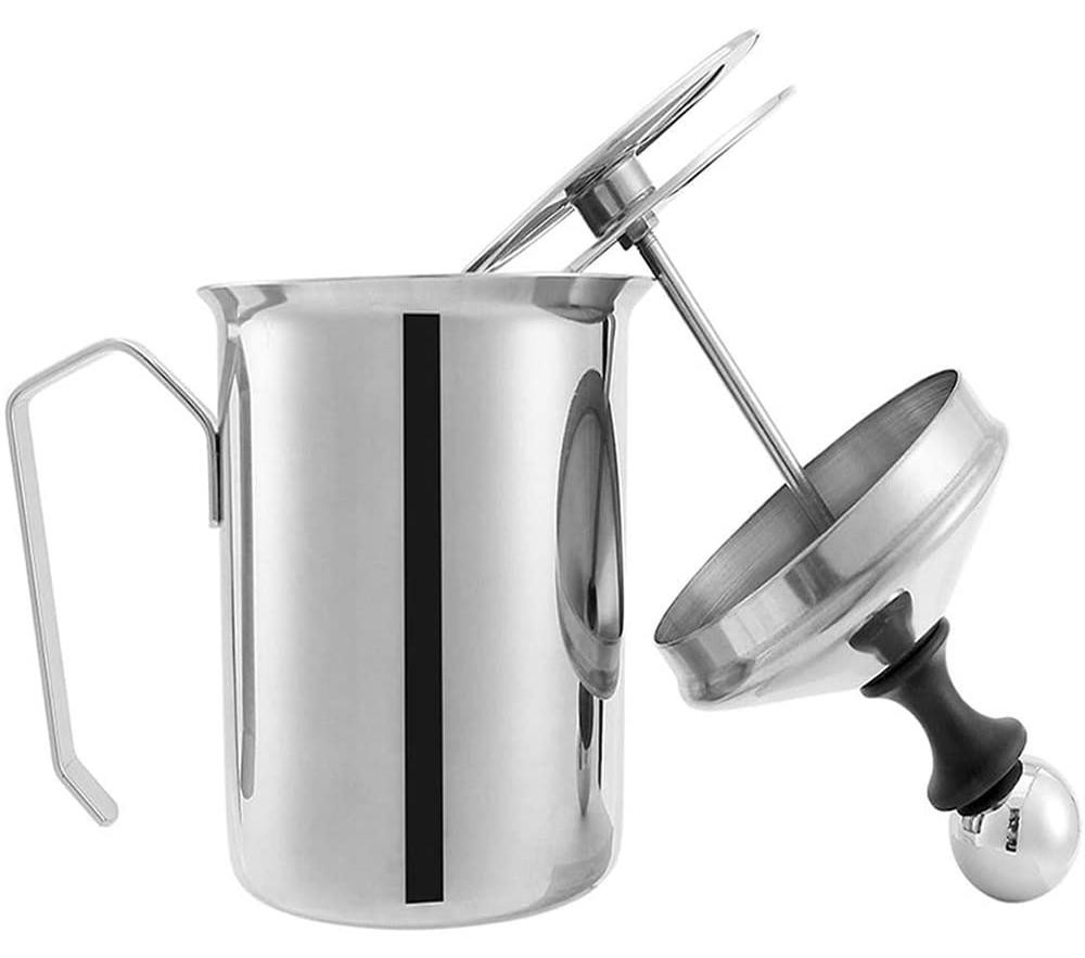Dripio Handmatige melkschuimer met dubbel filter, 500 ml, roestvrij staal