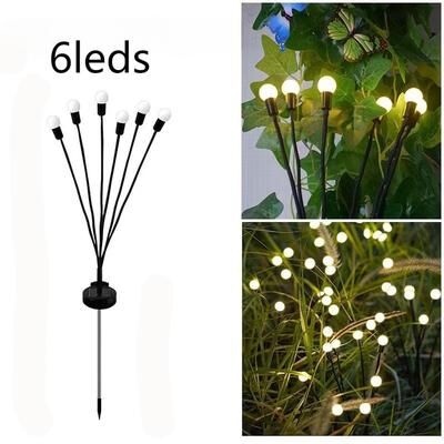 Combo Retail Shop LED Solar Garden Lights, Powered Firefly Lights, Outdoor Garden Decoration, Landscape Lights, Firework Firefly Lawn Lamp 6leds