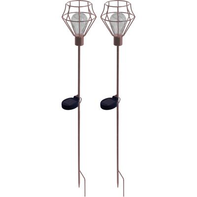 Gartenleuchte LUXFORM "Solar-Erdspieß-Gartenlampe - Pentagon - 2 Stück", braun (bronze), 2 Stk., Leuchten, Gartenleuchte, Dekoratives Gartenornament